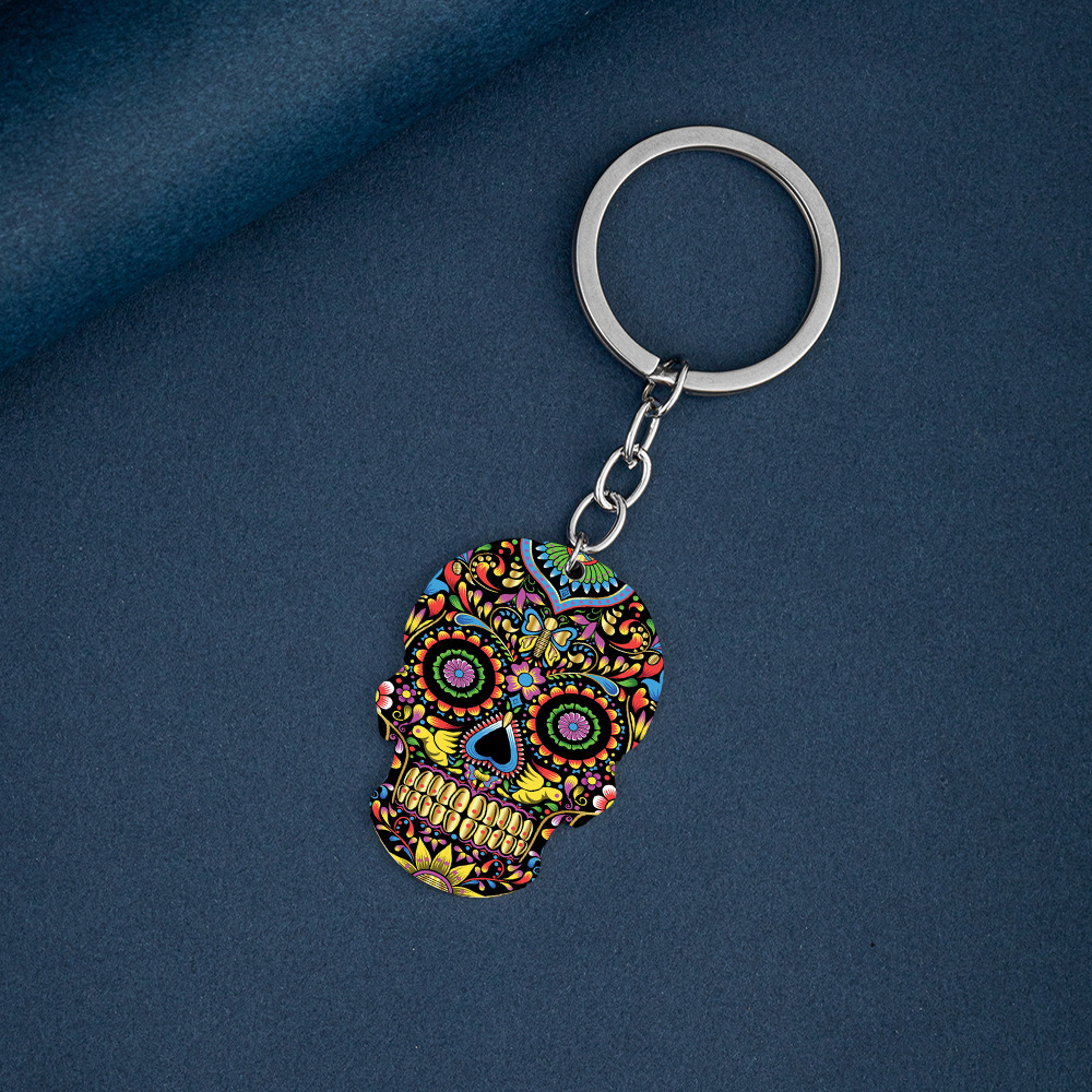 Day Of The Dead Skull Color Printing Key Ring - Image 2