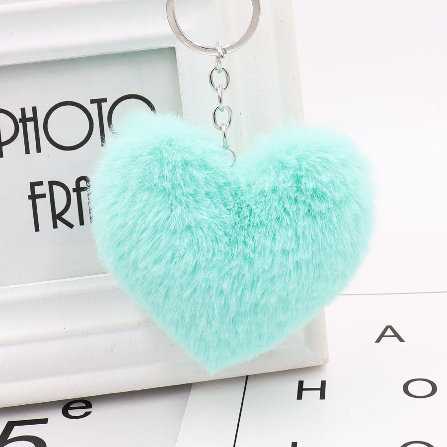Heart-shaped Fur Ball Keychain Pendant - Image 7
