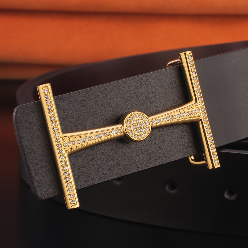 Simple Youth Men's Leather Smooth Buckle Belt - Image 5