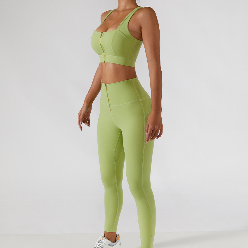 Ribbed One Shoulder Yoga Back Bra Pants Set