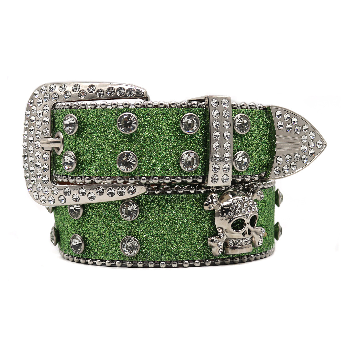 Rhinestone Skull Wide Belt Men - Image 2