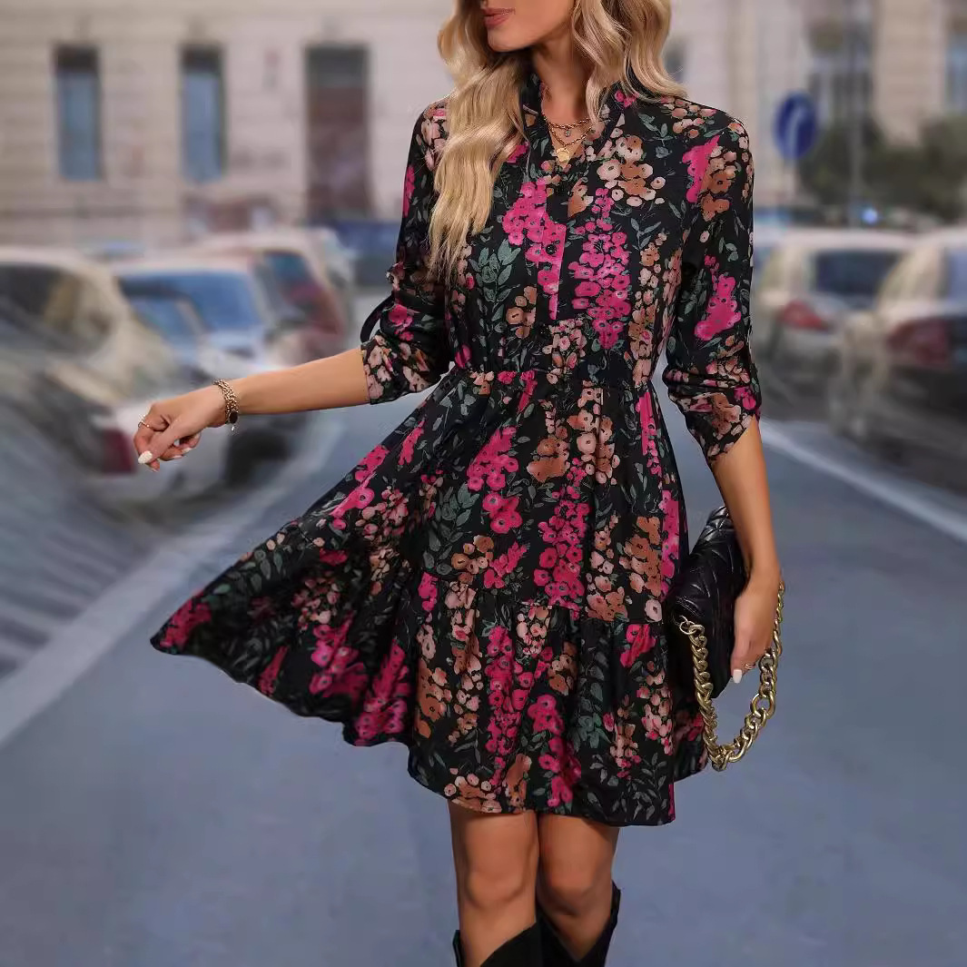 Women Elegant Printed Dress Shirt