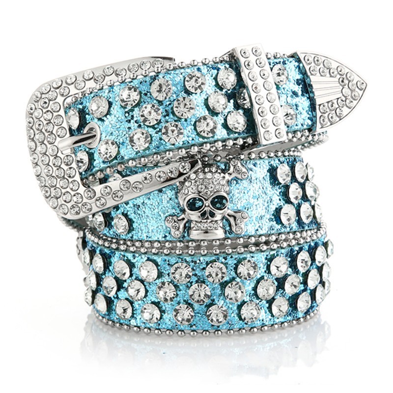Women's Cowboy Style Skull Rhinestone Belt - Image 2