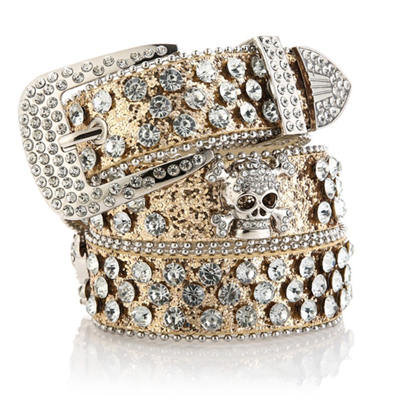 Women's Cowboy Style Skull Rhinestone Belt - Image 8