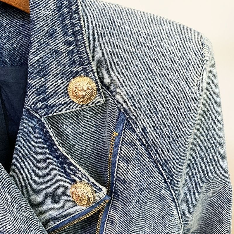 Locomotive Washed Denim Jacket With Metal Buckle - Image 5