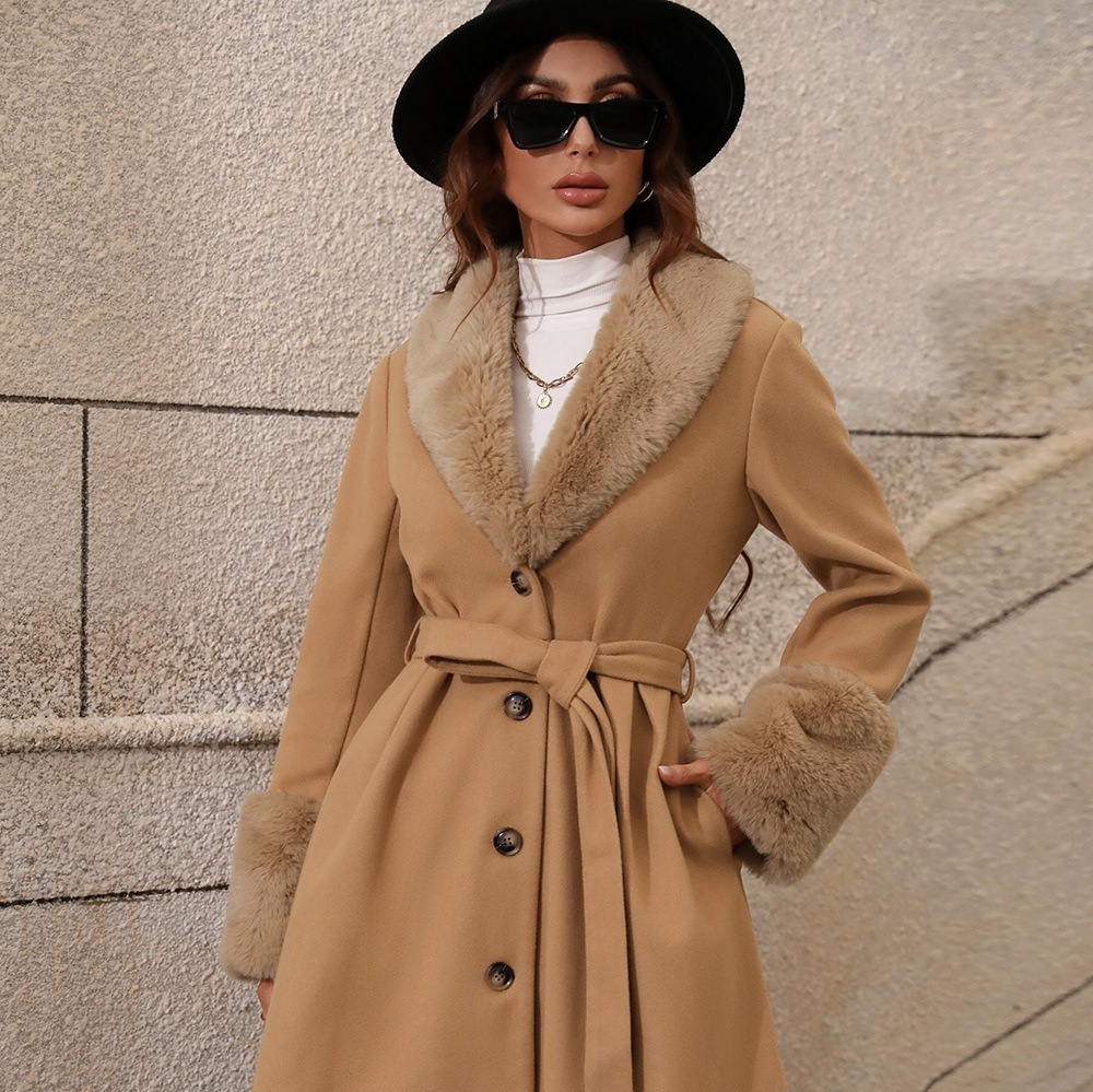 Lapel Cardigan Single-breasted Strap Trench Coat - Image 6