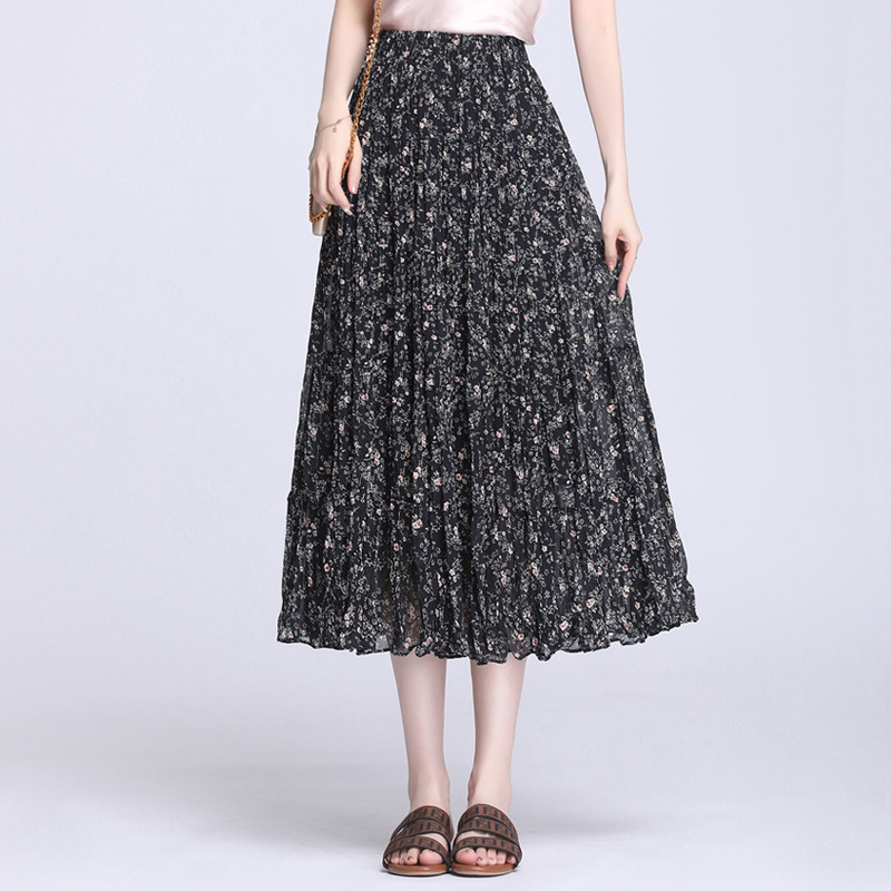 Floral Stitching Chiffon Skirt - Image 5