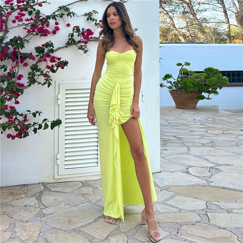 Fashion Pleating Slit Slim-Fitting Dress - Image 8