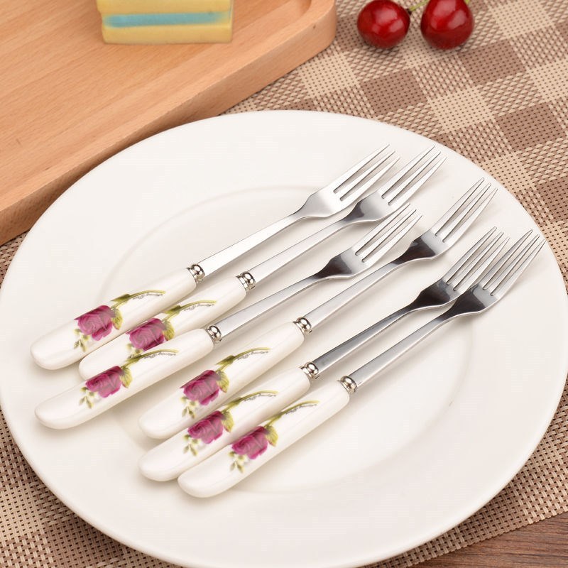 Stainless Steel Luxury Fruit & Fork Set - Image 2