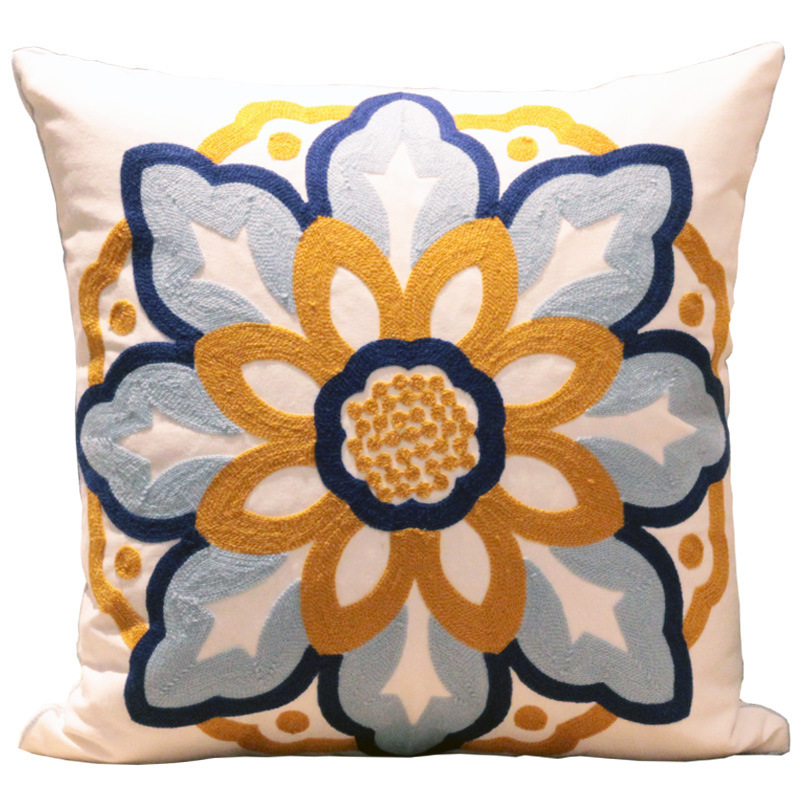 Embroidered Flower Nordic Cushion Cover