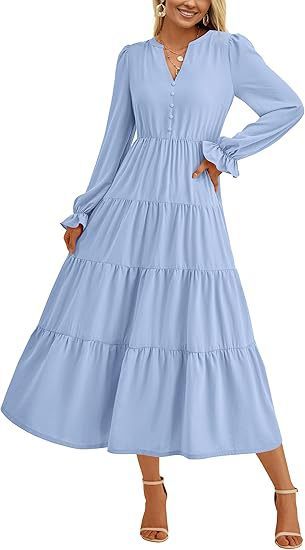 Flowy Long Layered Ruffled Dress - Image 6