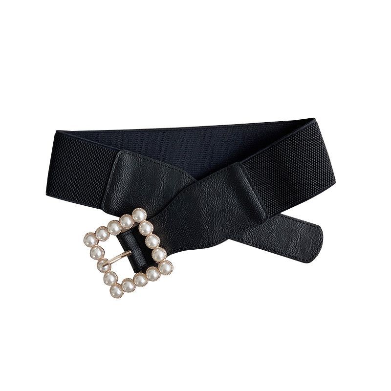 Medium Black Belt With Square Metal Studs For Ladies - Image 3