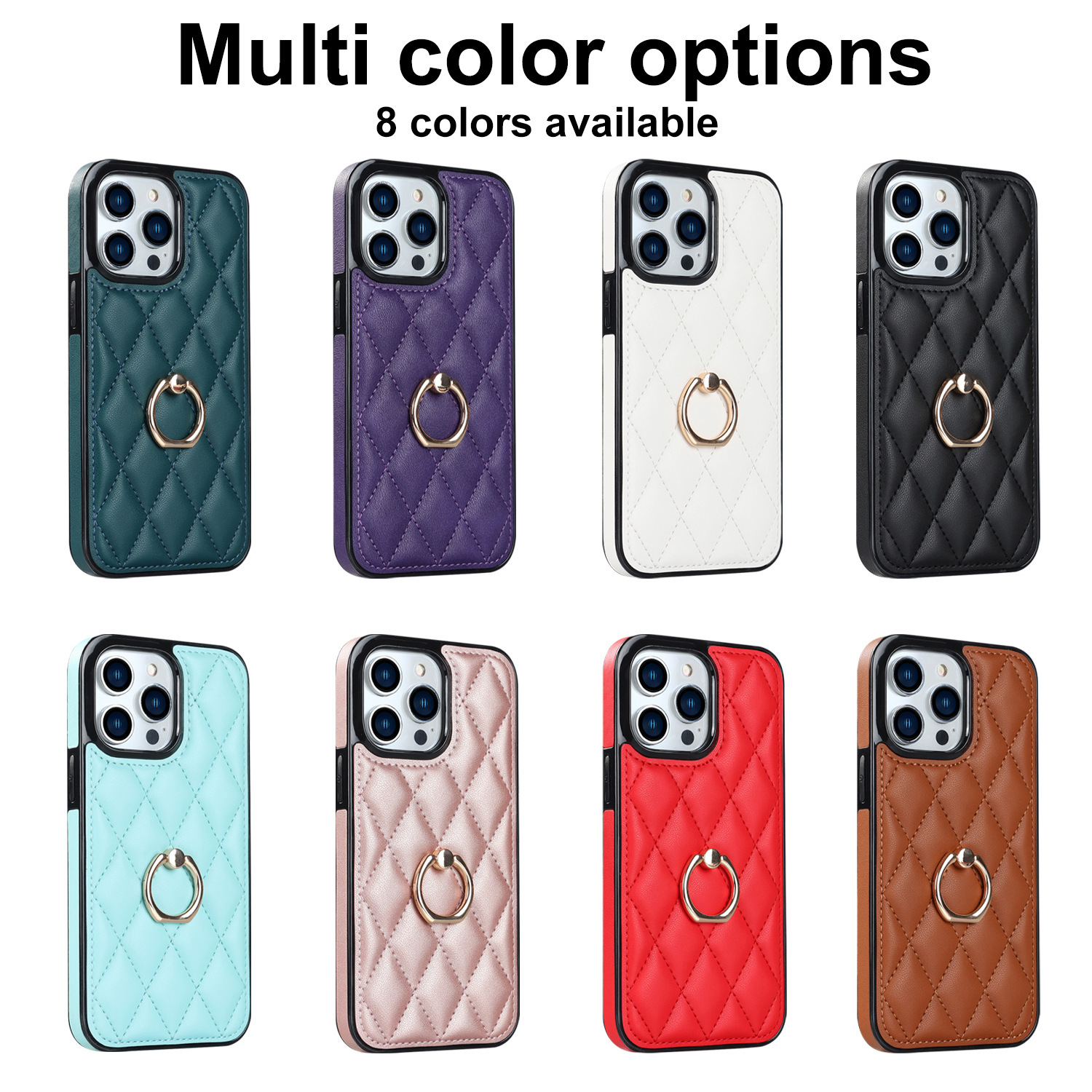 Ring Diamond Bracket Leather Phone Case - Image 3