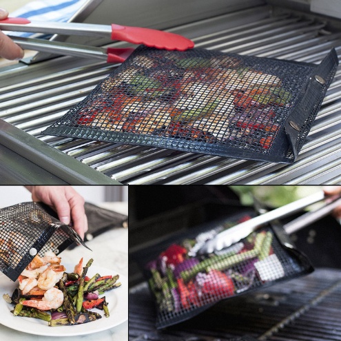 Non-stick Reusable BBQ Grill Mesh Bag Pad