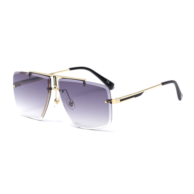 Rimless Cut-Edge Square Sunglasses
