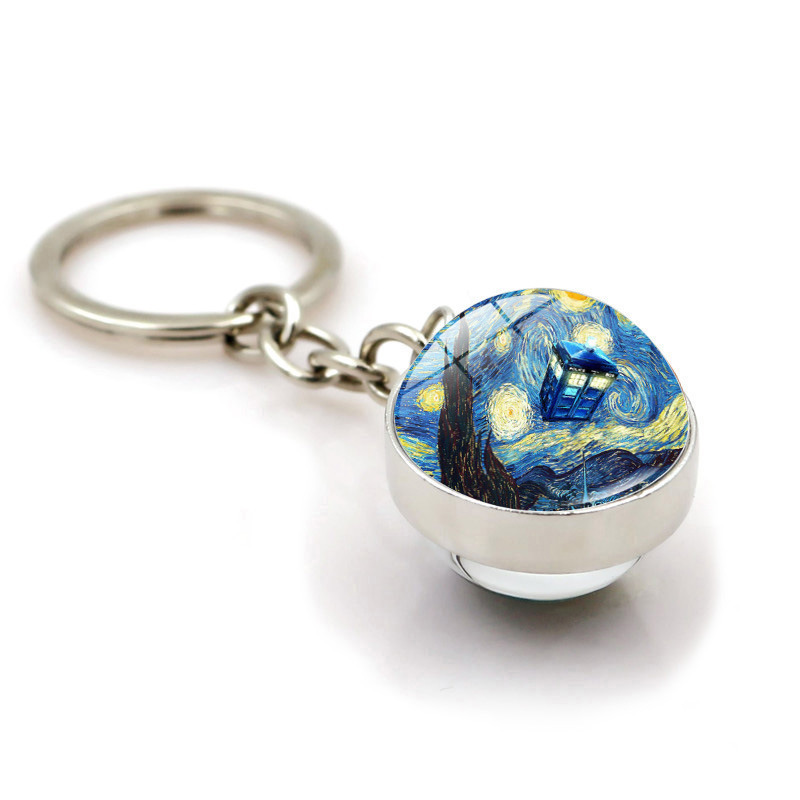 Van Gogh Starry Sunflower Keychain Pendant - Image 3
