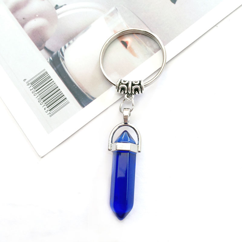 Natural Stone Hexagonal Column Alloy Keychain - Image 7