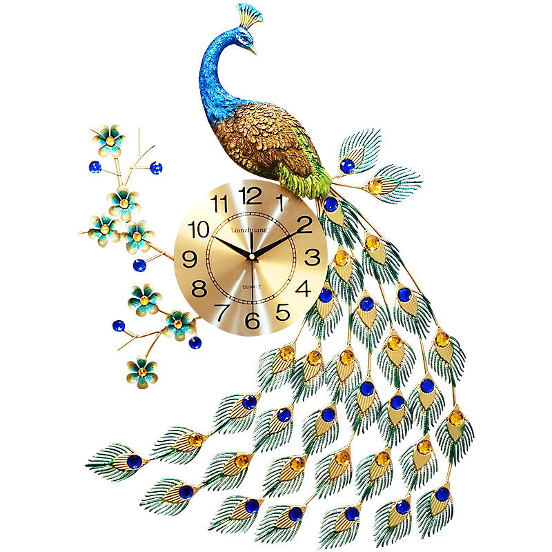 European-Style Peacock Wall Clock - Image 3