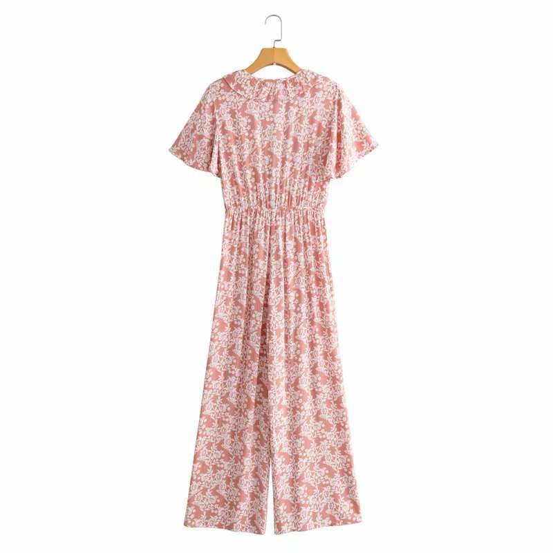 Printed Jumpsuit With Tie On Chest - Image 4
