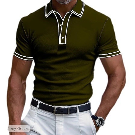 Lapel Placket Strip T-Shirt - Image 9