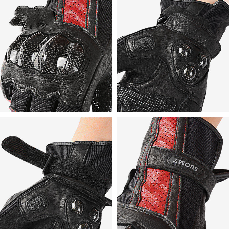 Breathable Racing Leather Motorcycle Riding Gloves - Image 7