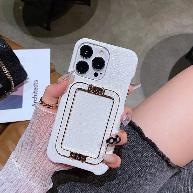 Leather Metal Square Buckle Bracket Phone Case - Image 3