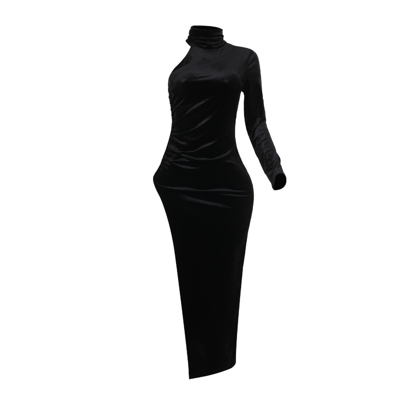 Women's Fashion Velvet Long Sleeves Dress - Image 2