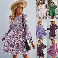 Long Sleeve Round Neck Floral Dress - Image 2