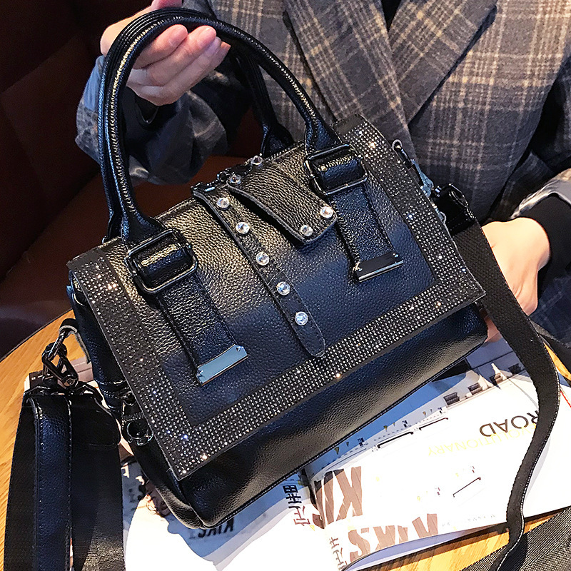 Rhinestone Soft Leather Handbag - Image 4