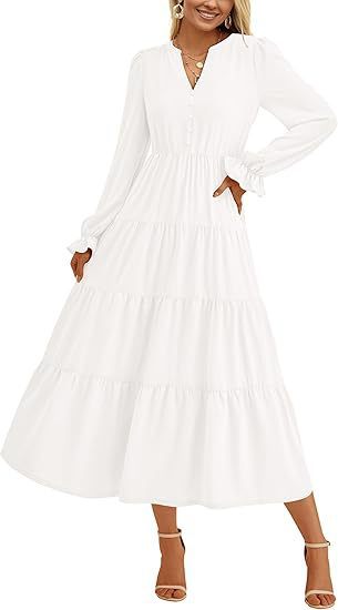 Flowy Long Layered Ruffled Dress - Image 3
