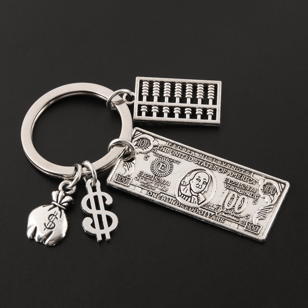 Dollar Abacus Money Tree Keychain Pendant