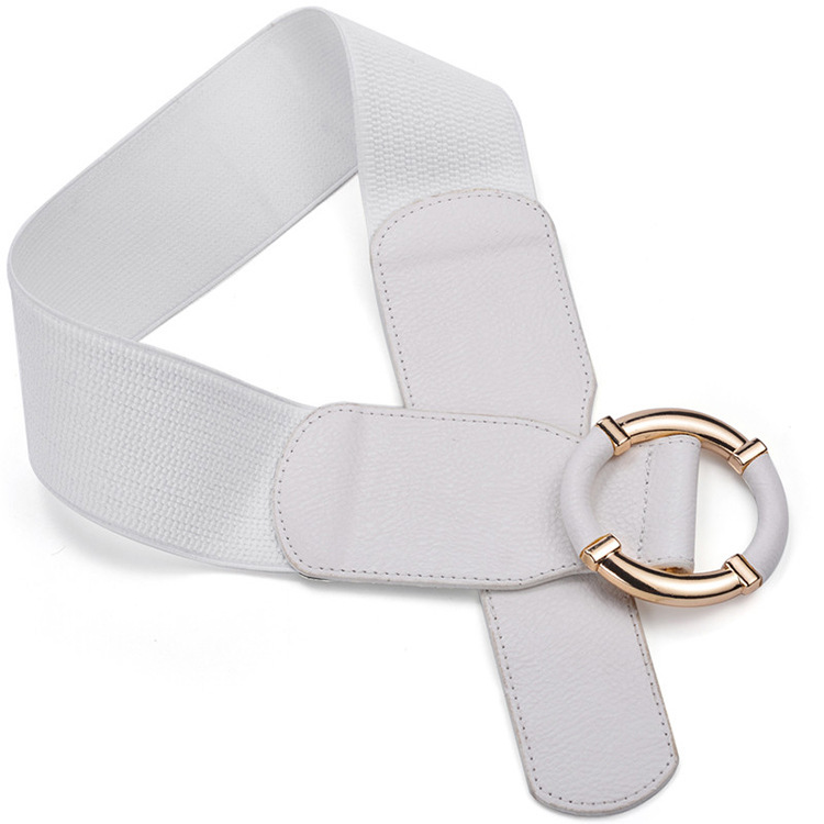 Elastic Waist Ring Buckle Protection Wide Belt - Image 2