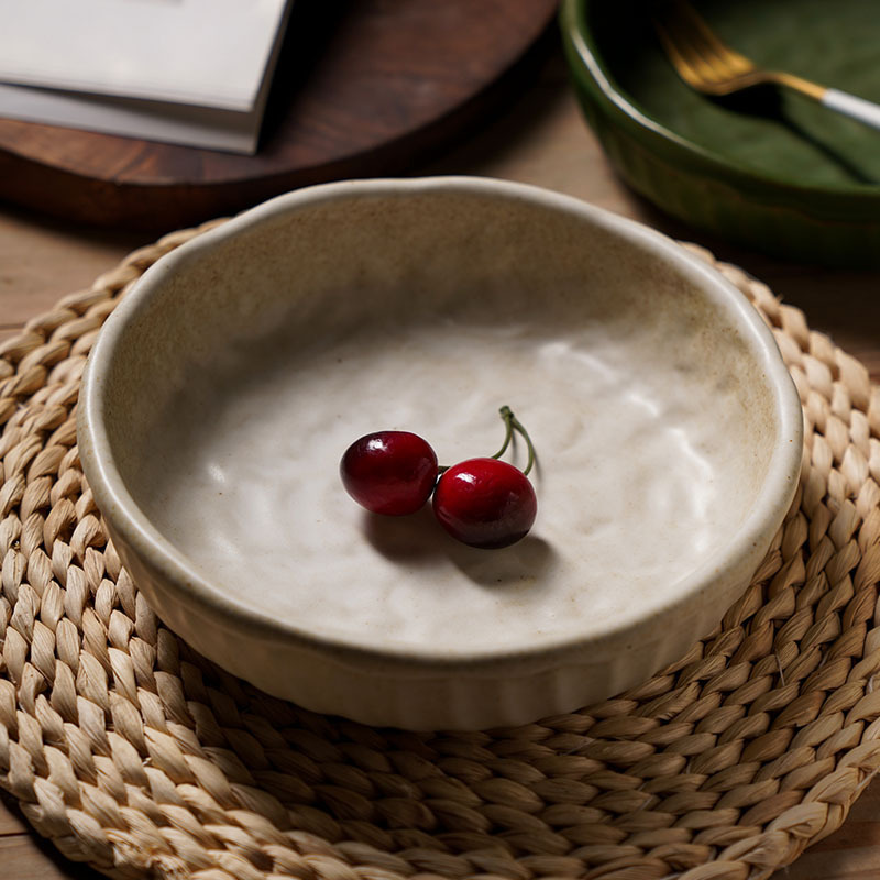 Ceramic Creamy-White Deep Edge Plates