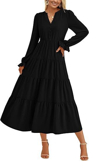 Flowy Long Layered Ruffled Dress - Image 8