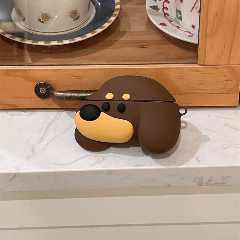 Fashion Brown Puppy Silicone Earphone Case