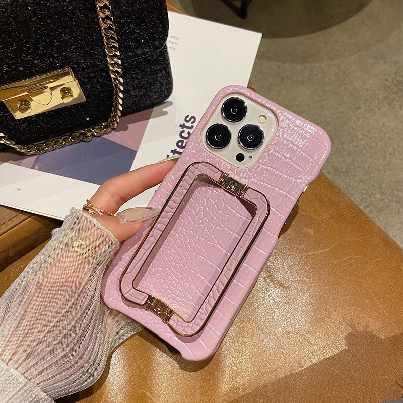Leather Metal Square Buckle Bracket Phone Case - Image 5