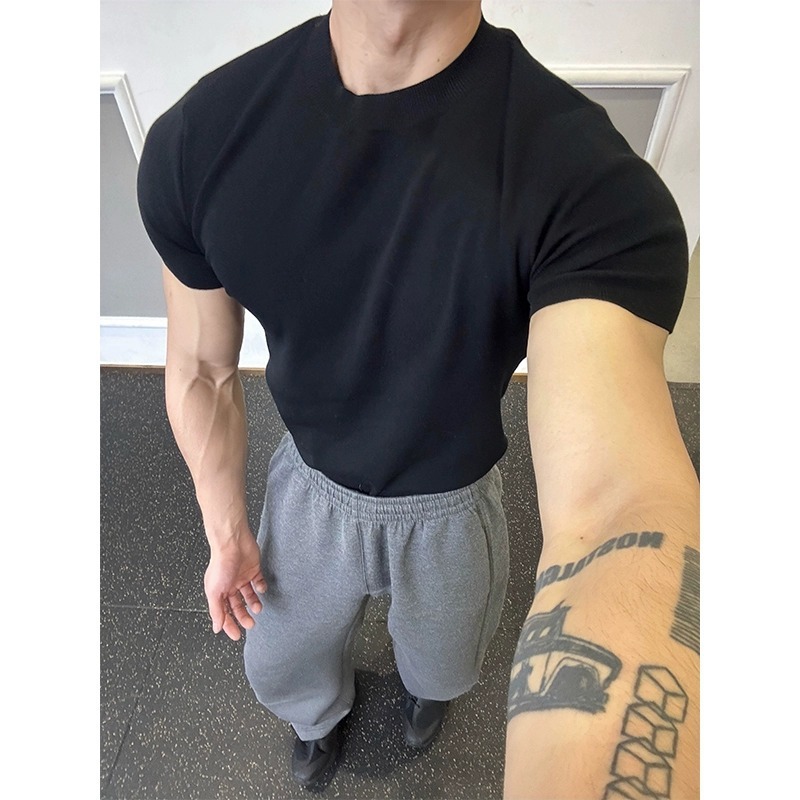 Knitted Slim Fit Cuff-Closing T-Shirt - Image 8