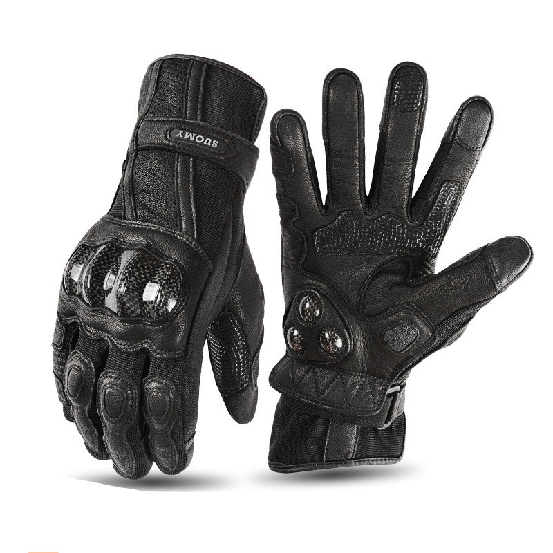 Breathable Racing Leather Motorcycle Riding Gloves - Image 3