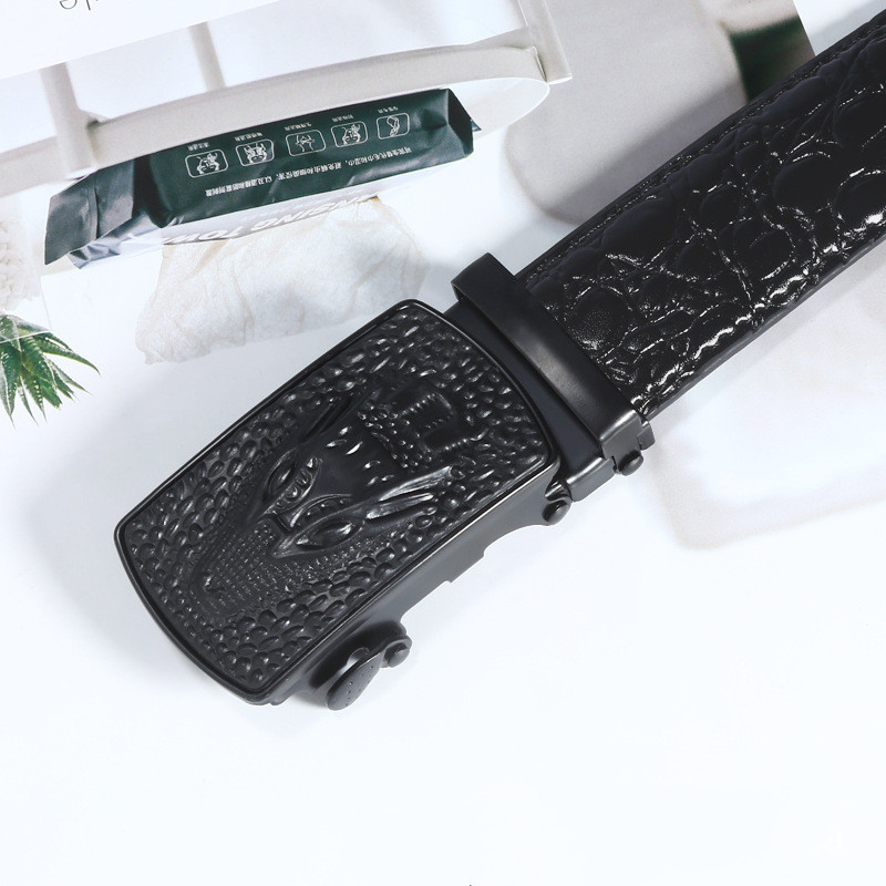 Print Automatic Leather Men's Buckle Belt - Image 5