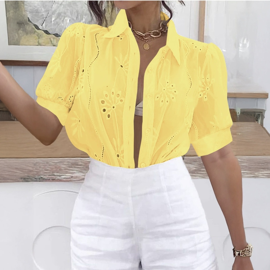 Embroidered Long-sleeved Lapel Shirt - Image 2