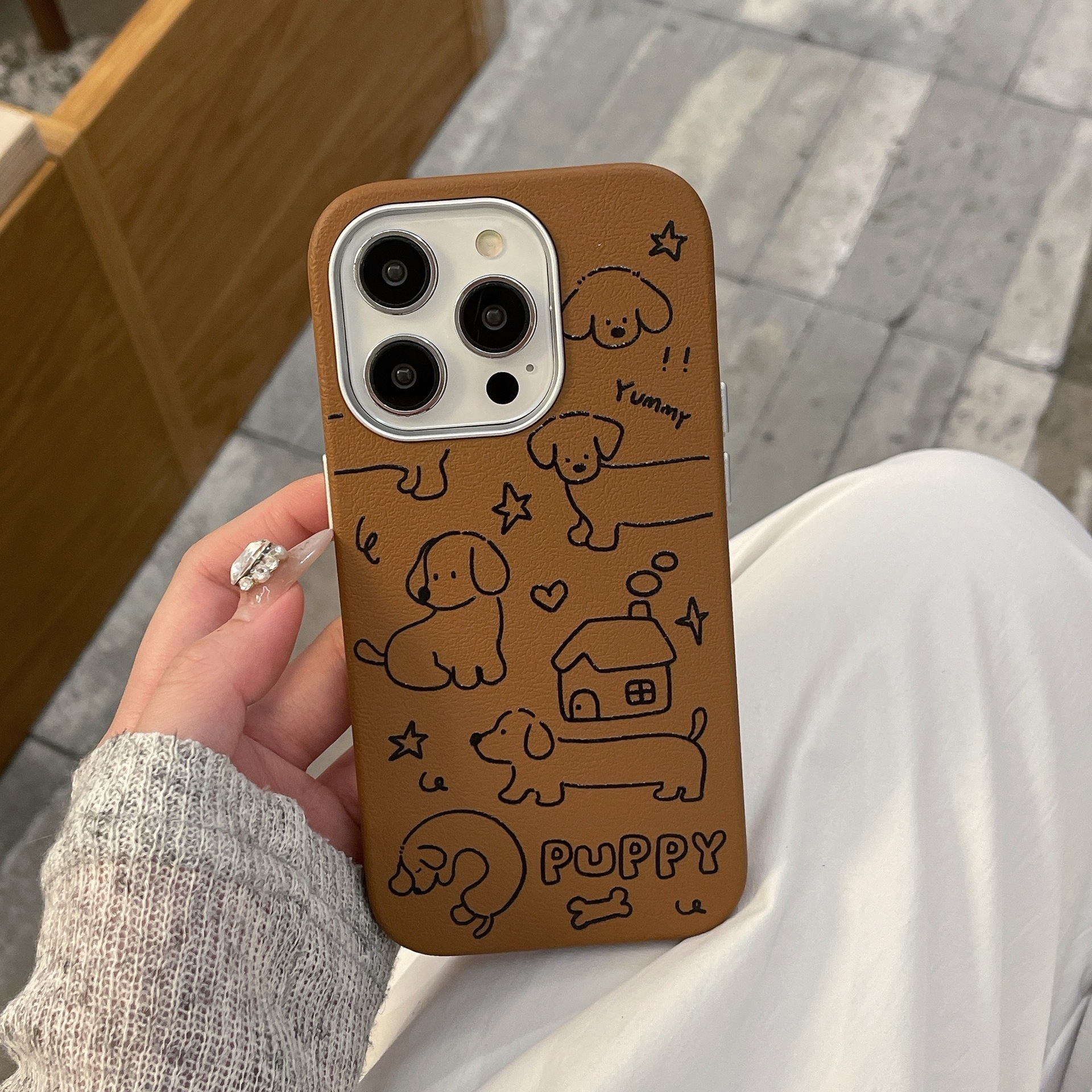 Cartoon Line Dog Phone  Protective Case