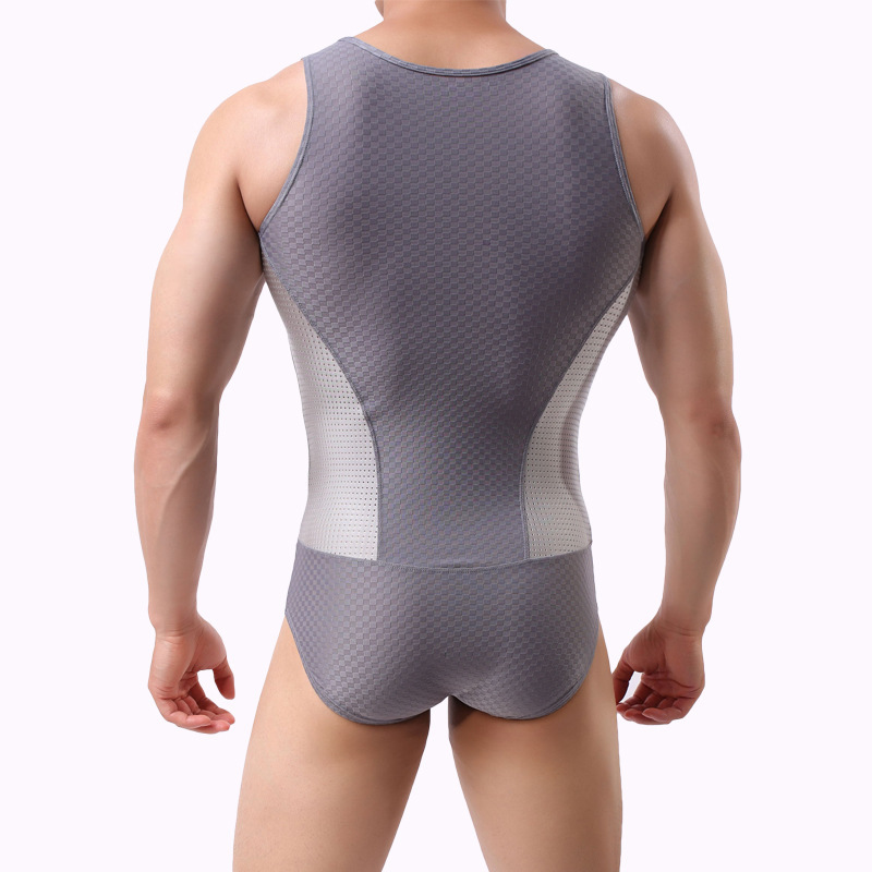 Solid Color Men's Breathable One Piece Swimsuit - Image 5