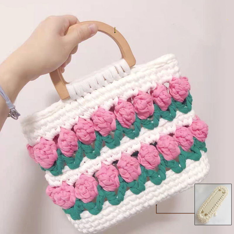 Crochet Knitting Tulips Handbags