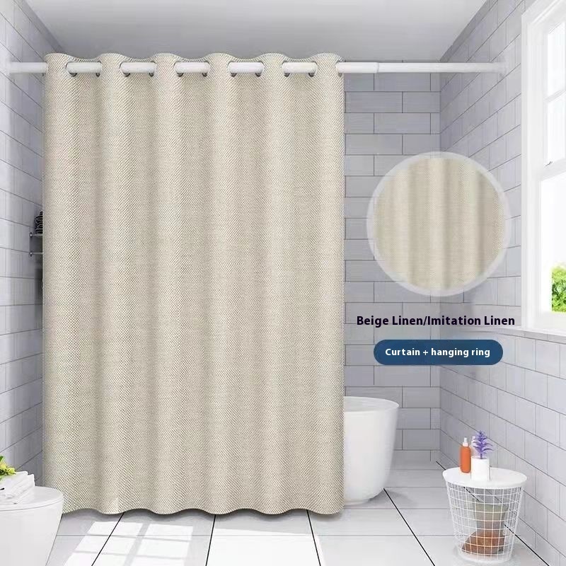 Waterproof and Mildew Linen Thick Shower Curtain