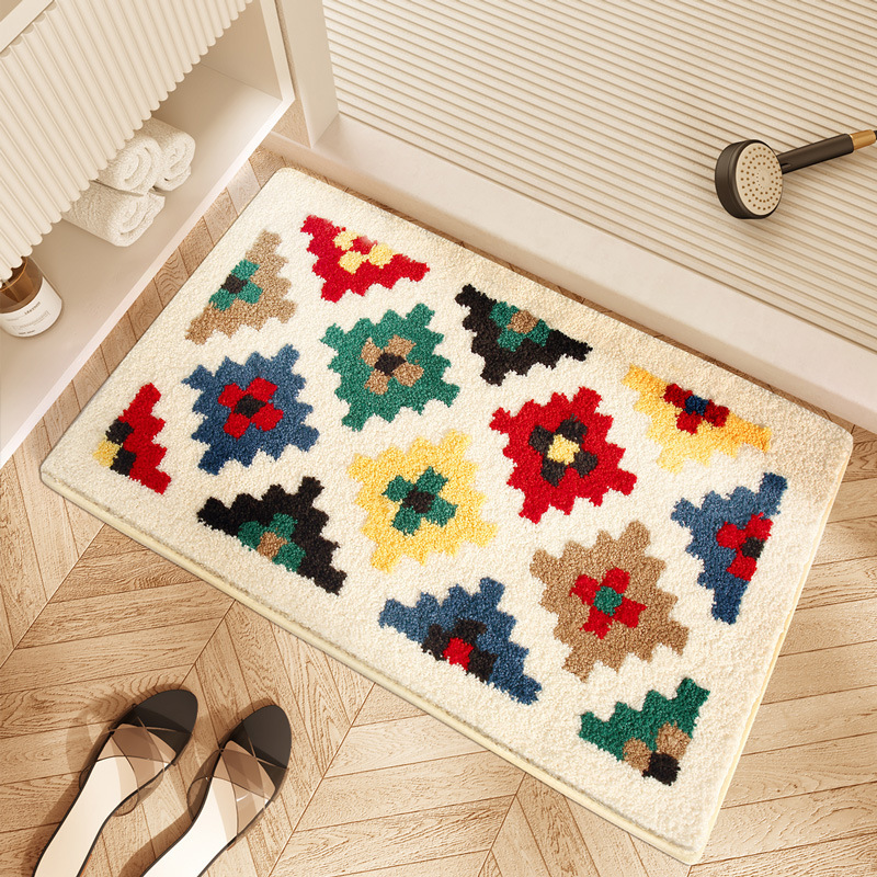Anti-slip Simple Plaid Bathroom Absorbent Mats