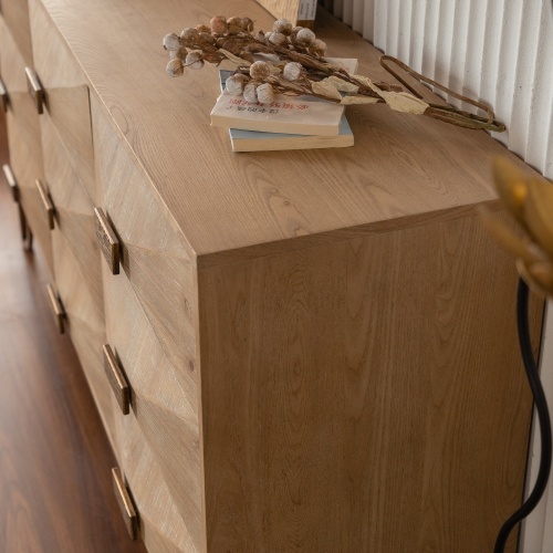 Light Wood 9 Drawers Modern Dressers For Living Room - Image 5