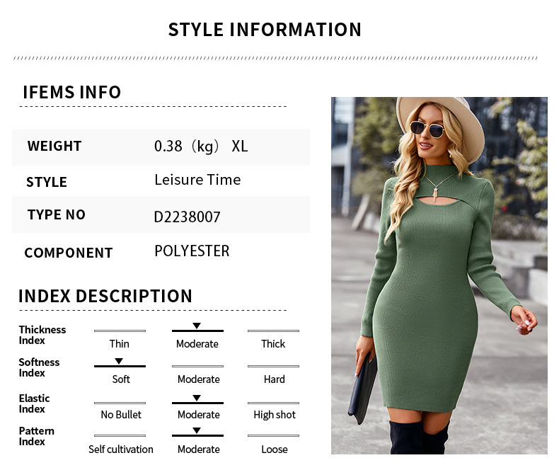 Half Turtleneck Hollow-Out Knitwear Dress - Image 3