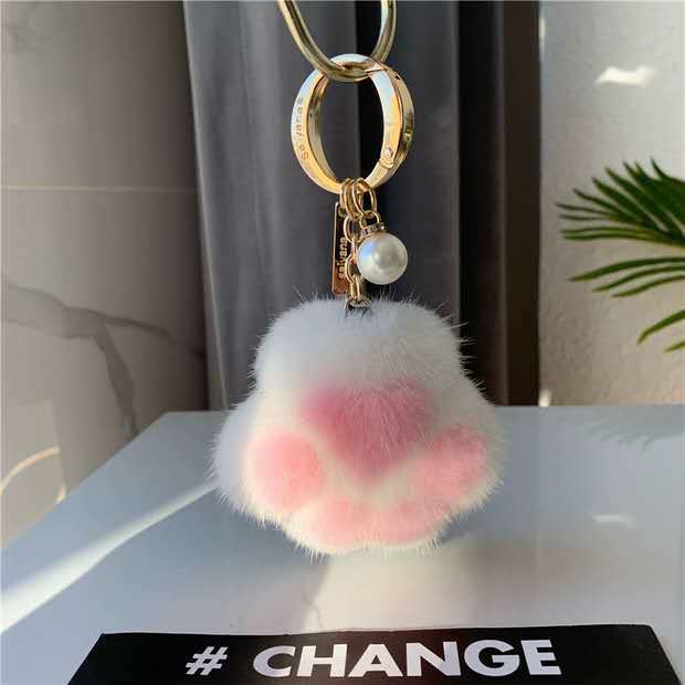 Plush Cat's Claw Fur Ornaments KeyChain - Image 3