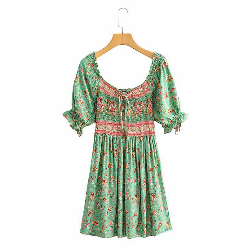 Winter Rayon Printed Elastic Dress - Image 4