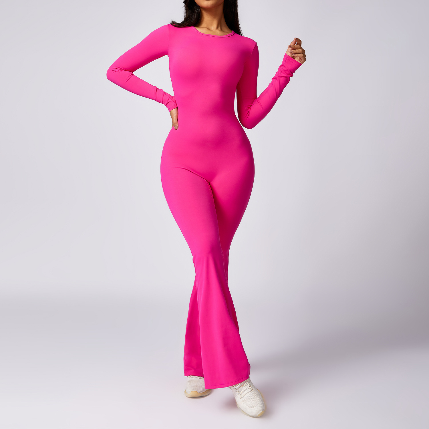 Long Sleeve Leisure Horn Yoga Jumpsuit - Image 5